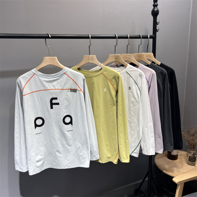 山系户外风！撞色拼接 秋季男士速干透气圆领百搭休闲长袖T恤情侣