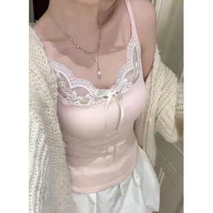 纯欲蕾丝吊带背心女带胸垫外穿性感露背百搭显瘦内搭美背上衣夏季