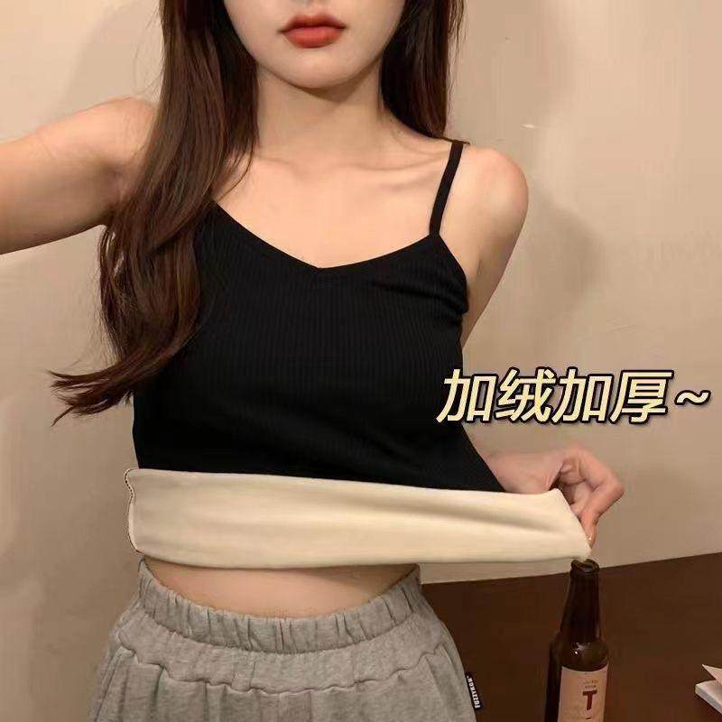加绒小吊带背心女内搭秋冬季自发热加厚防寒保暖紧身贴身打底内衣
