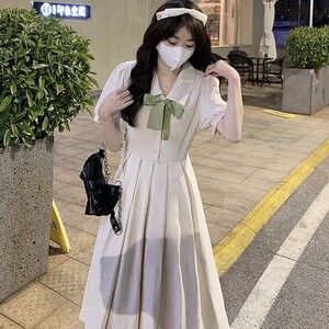 夏2023新款法式学院风显瘦微胖女孩穿搭白色高级感衬衫式连衣裙女