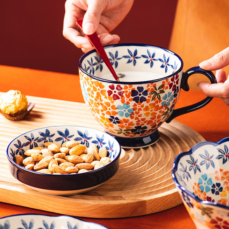 豆浆杯家用陶瓷带盖燕麦碗早餐杯图片