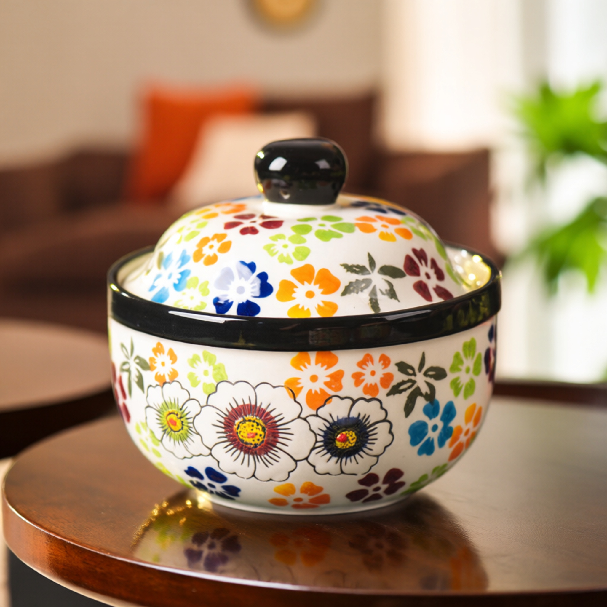 手绘一人份炖盅隔水炖带盖瓦罐