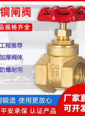 全铜闸阀4分6分1寸2寸dn15水表dn20自来水25总阀32阀门40铜闸阀50