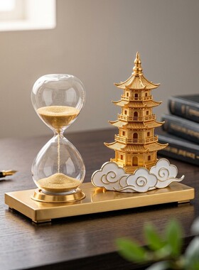 新中式文昌塔祥云沙漏摆件升学礼