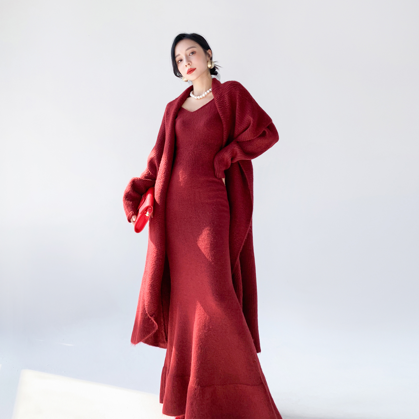 高级感时髦洋气针织披肩外套毛衣