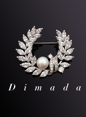 D.M.D/迪曼达橄榄枝珍珠胸针高档女胸花别针精致百搭配饰小香风