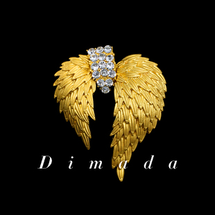 D.M.D 迪曼达复古金色羽翼胸针高档女胸花天使翅膀别针宫廷风配饰