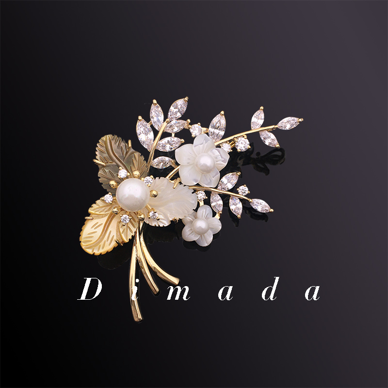 D.M.D/迪曼达天然母贝花束胸针高档女胸花别针大衣配饰送妈妈礼物