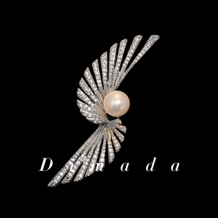 D.M.D 配饰 迪曼达日韩天然珍珠胸针高档女胸花扇面别针气质西装