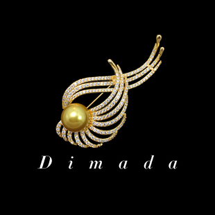 D.M.D 别针胸花配饰送妈妈礼物 迪曼达天使翅膀羽毛珍珠胸针女西装