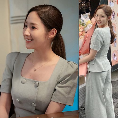 朴敏英同款2025高端亚麻通勤套装