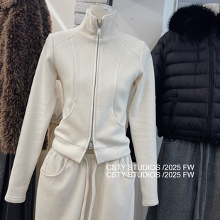 冬季新款时尚休闲套装立领拉链显瘦修身加绒卫衣外套+休闲阔腿裤