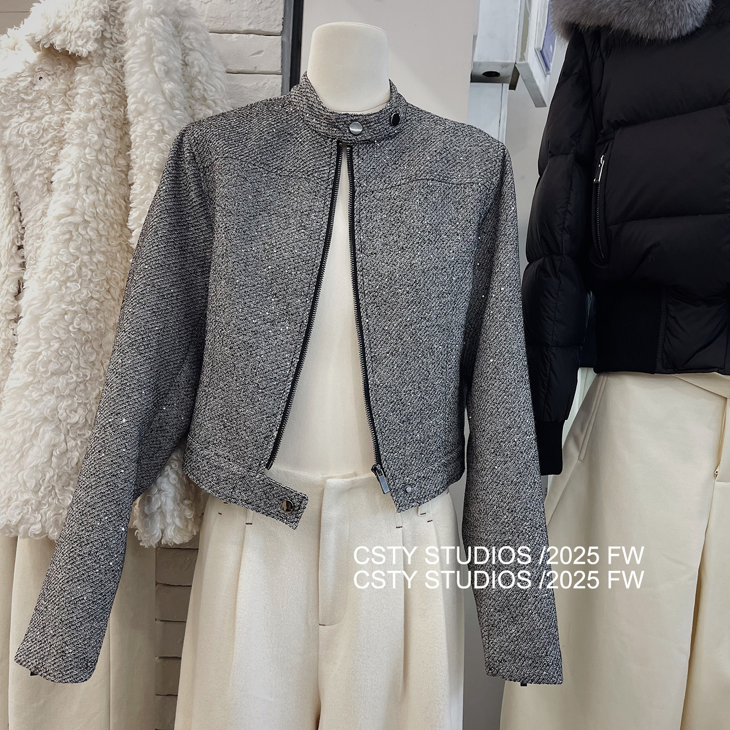 时髦高级感立领亮片短外套女春季新款小个子休闲百搭拉链夹克上衣,女装/女士精品,短外套,淘宝优惠券,粉丝福利购,淘宝优惠卷