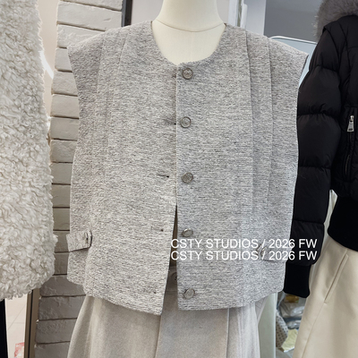 设计感圆领复古小香风马甲女春季新款无袖叠穿背心时髦马夹外套潮