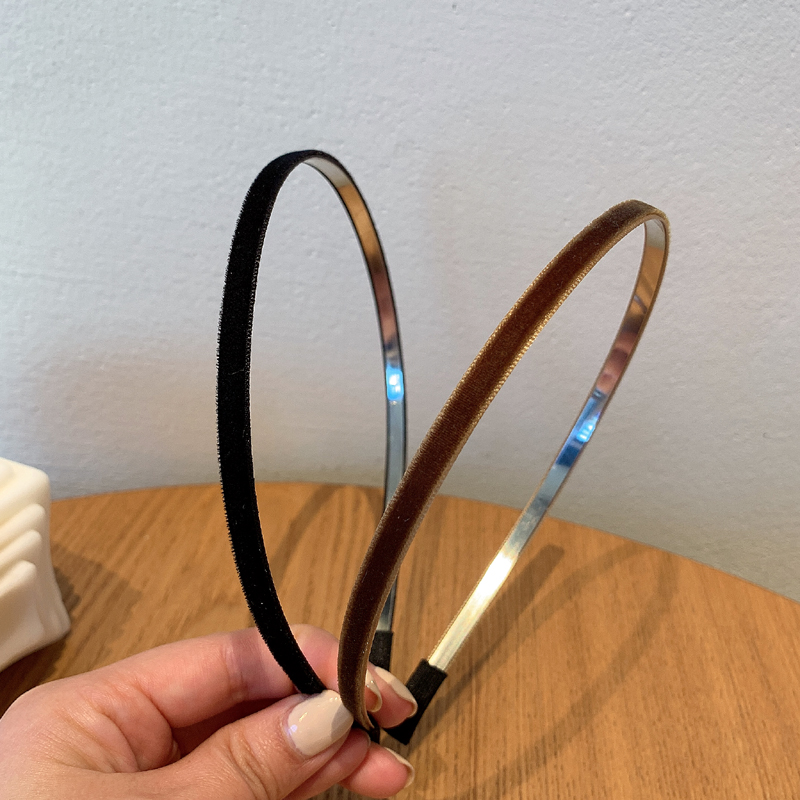 韩国进口发饰夏天简约百搭丝绒头箍气质优雅复古洋气细款发箍发卡