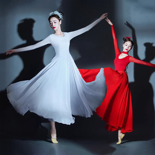 女开场舞大摆裙演出服女大气红歌伴舞舞蹈服装连衣裙舞台大合唱团
