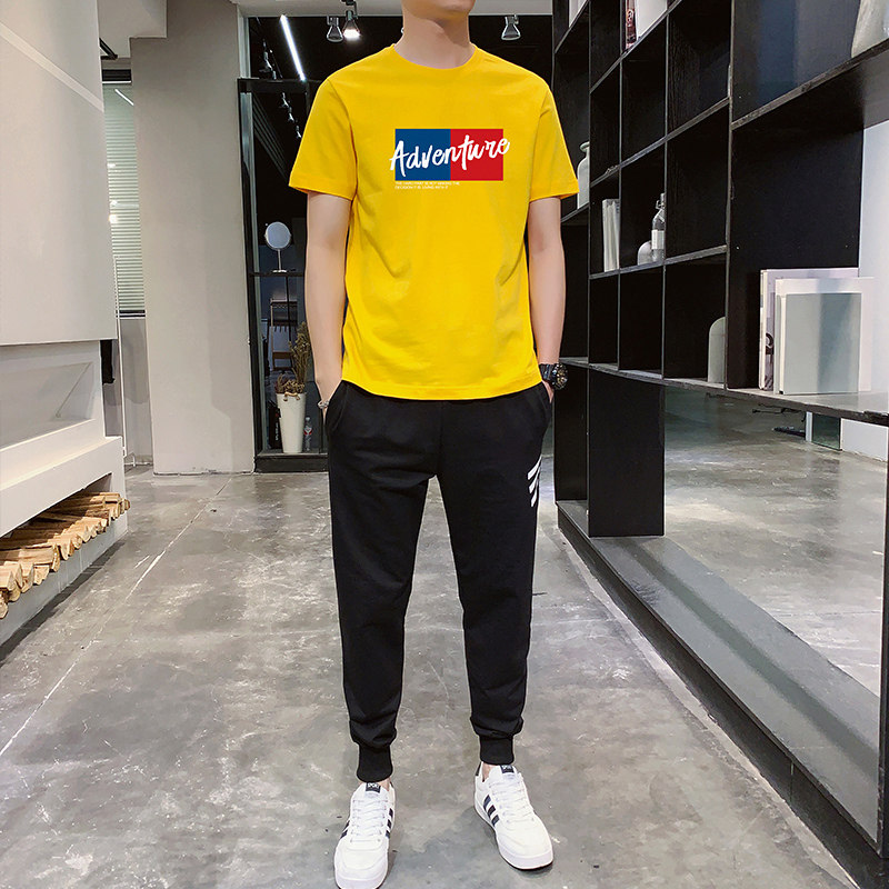 运动休闲百搭衣服套装T恤男2025年春夏新款韩版潮流帅气一套P60,男装T恤,星座211-2