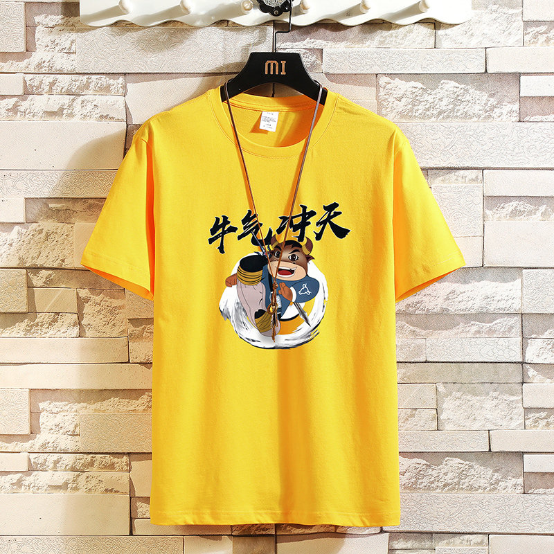 2025年夏季新款男士半袖T恤宽松大码打底衫XZ102A-T119-P25,男装T恤,星座211-2