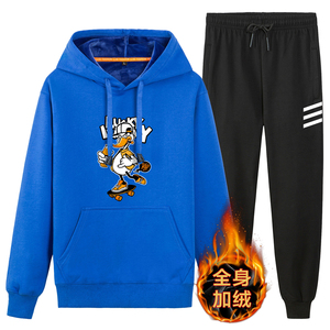 冬季连帽卫衣套装2020款秋冬青少年高中学生休闲运动加绒卫衣P95图片