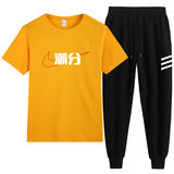 主推短袖印花上衣百搭休闲裤现货T恤纯棉套装数据-P60，男装T恤，星座211-2