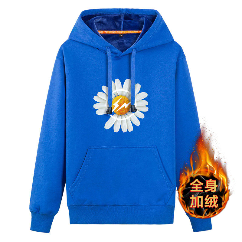 冬季运动服男孩套装初中学生加绒加厚卫衣男大童连帽保暖带绒P55图片
