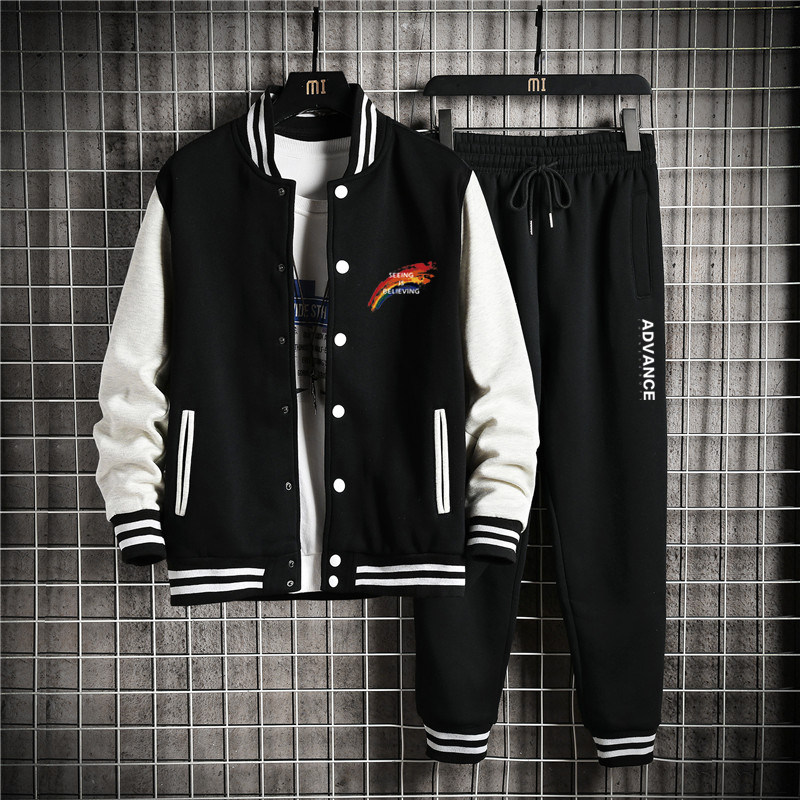 棒球服男春秋季青少年高中学生班服卫衣开衫外套休闲运动套装P95,男装休闲套装,星座211-2