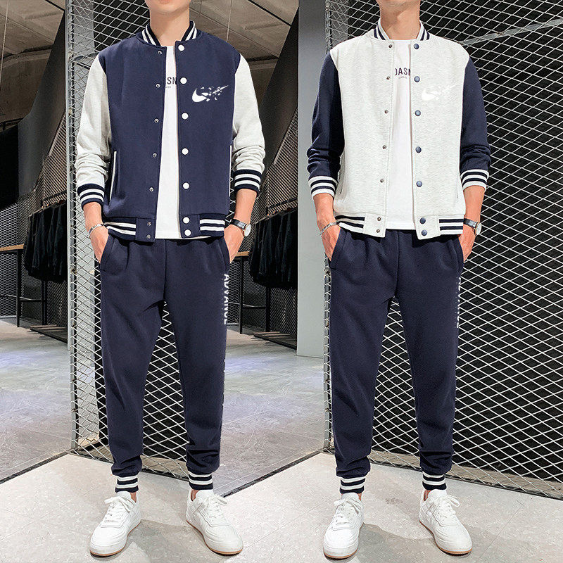 主推2025春季卫衣套装男青少年学生棒球服外套开衫男运动套装P95图片