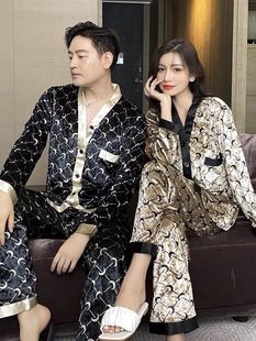 情侣睡衣春秋男士金丝绒大码家居服女士薄款秋冬季2023年新款套装