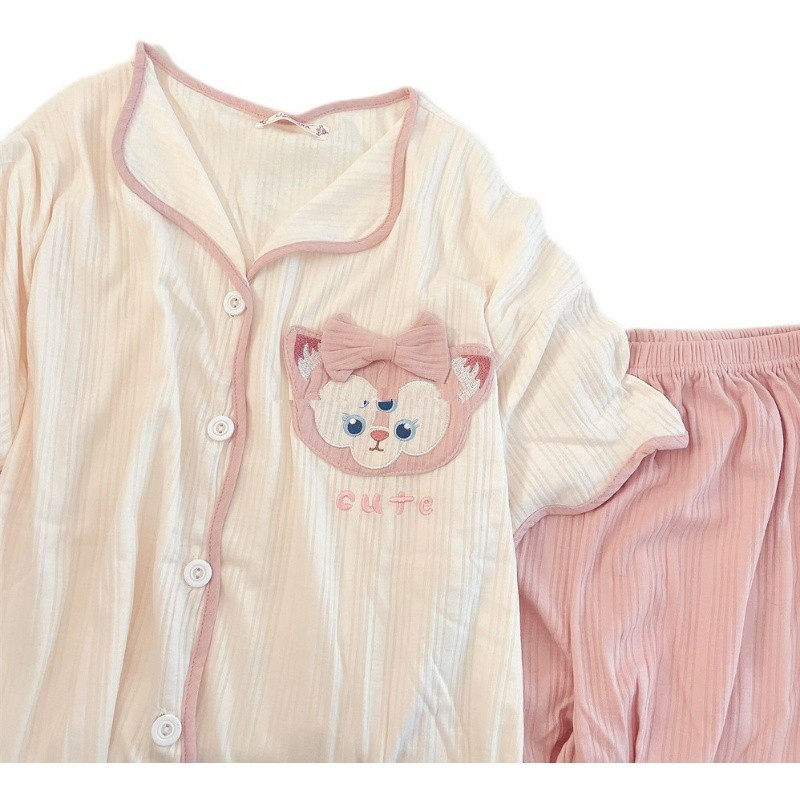 SUMMER PAJAMAS WOMENS COTTON SHORT-SLEEVED SHORTS SWEET PINK LINGNA BELLE CUTE STUDENT THIN HOME SERVICE SUIT