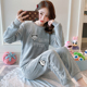法兰绒2023年新款 睡衣女秋冬季 珊瑚绒加厚加绒套装 毛毛可爱可外穿