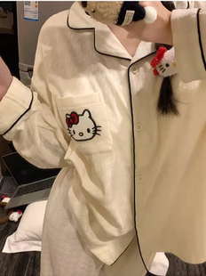 纯棉hellokitty睡衣女可爱凯蒂猫韩国ins长袖 春秋学生家居服套装