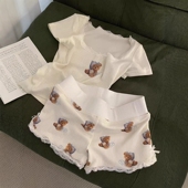 Glee 小个子可爱兔子印花短袖 睡衣女春季 Sin 新款 蕾丝花边家居服