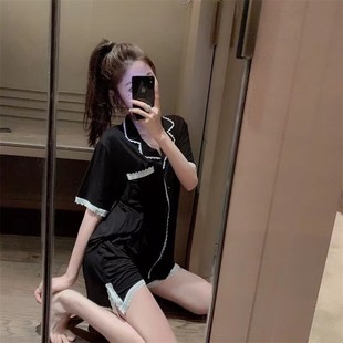 短裤 2023新款 黑色纯欲风短袖 莫代尔睡衣女夏款 家居服 性感气质套装