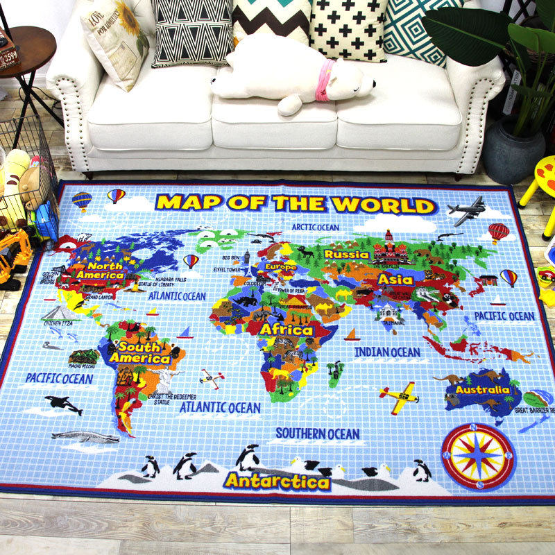 机洗儿童地毯中国行政划分地图世界地理政区地形图地垫宝宝爬行垫