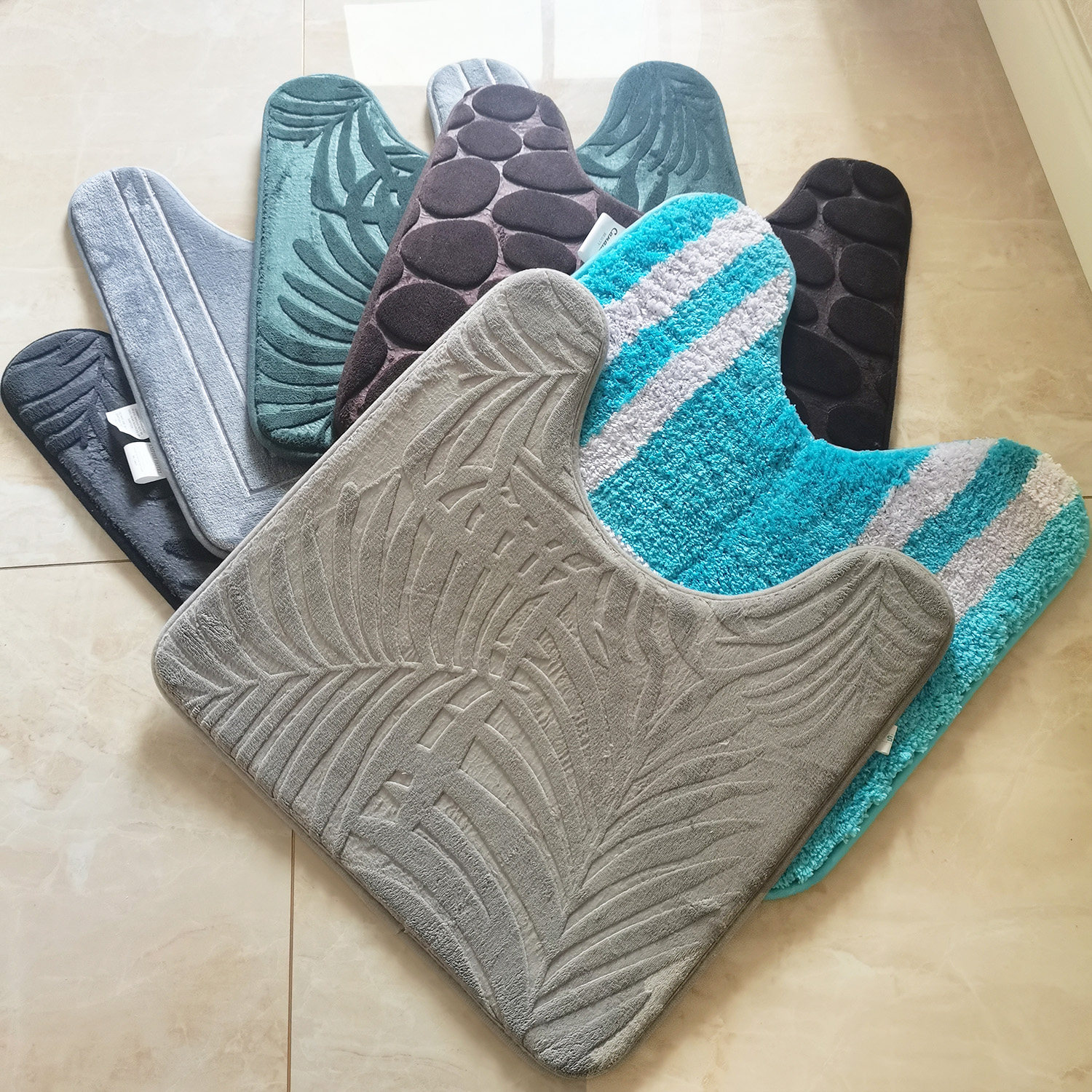 U型垫清仓外贸日式小清新马桶地垫加厚防滑吸水可机洗孤品特价