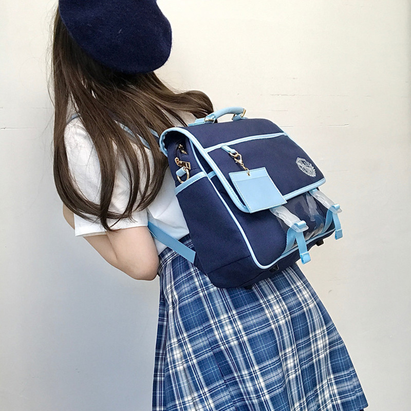 原创高校学生书包3way制服包女JK校园背包手提斜挎包日系双肩包