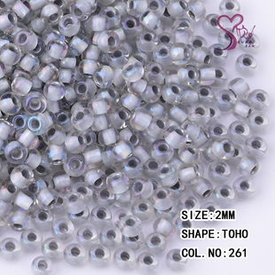 心欣DIY进口TOHO东宝米珠261染芯珠灰带彩2mm串珠编织散珠2mm11/0