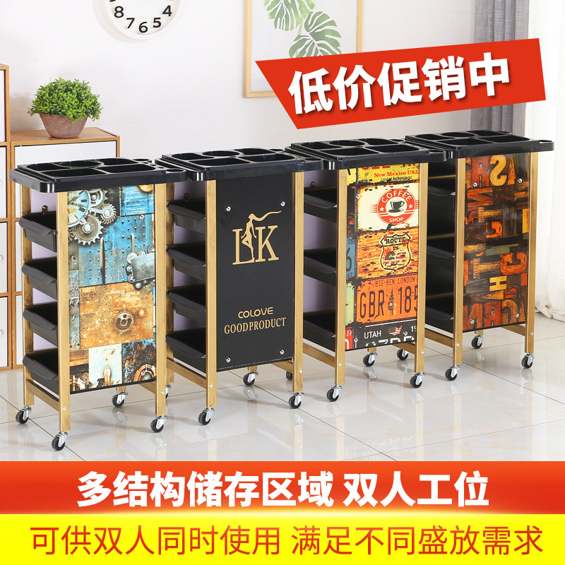 复古美发车发廊手推车杠车特价包邮美容小推车理发店烫染工具车