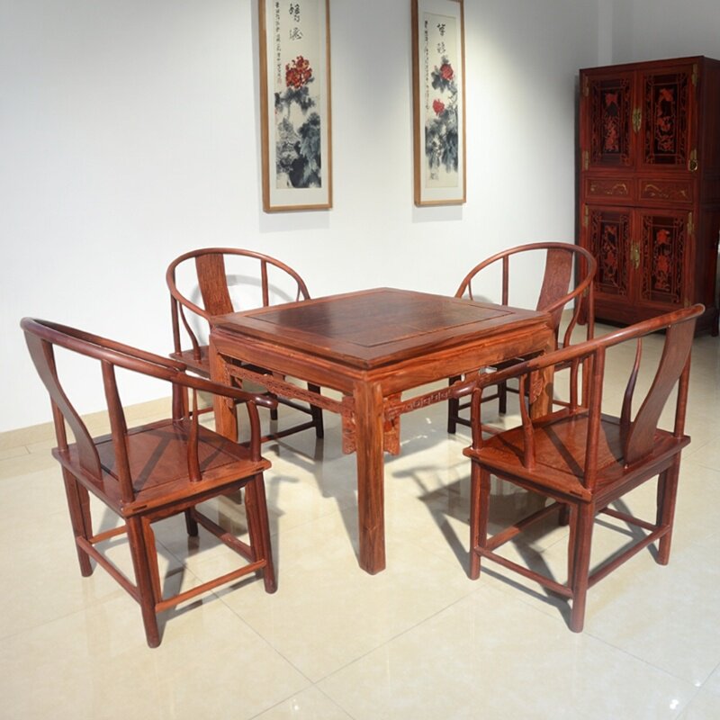 精品红木家具缅花大果紫檀四方圈椅功夫茶台休闲桌厂家直销独板