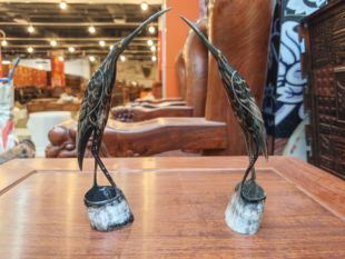 牛角制品手工雕刻仙鹤摆件家居客厅桌面装饰品招财风水摆件精致