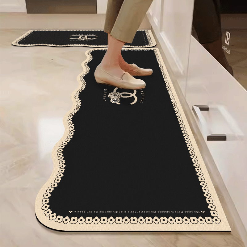 厨房专用长条地垫可擦免洗防滑防油硅藻泥脚垫子进门门口吸水地毯