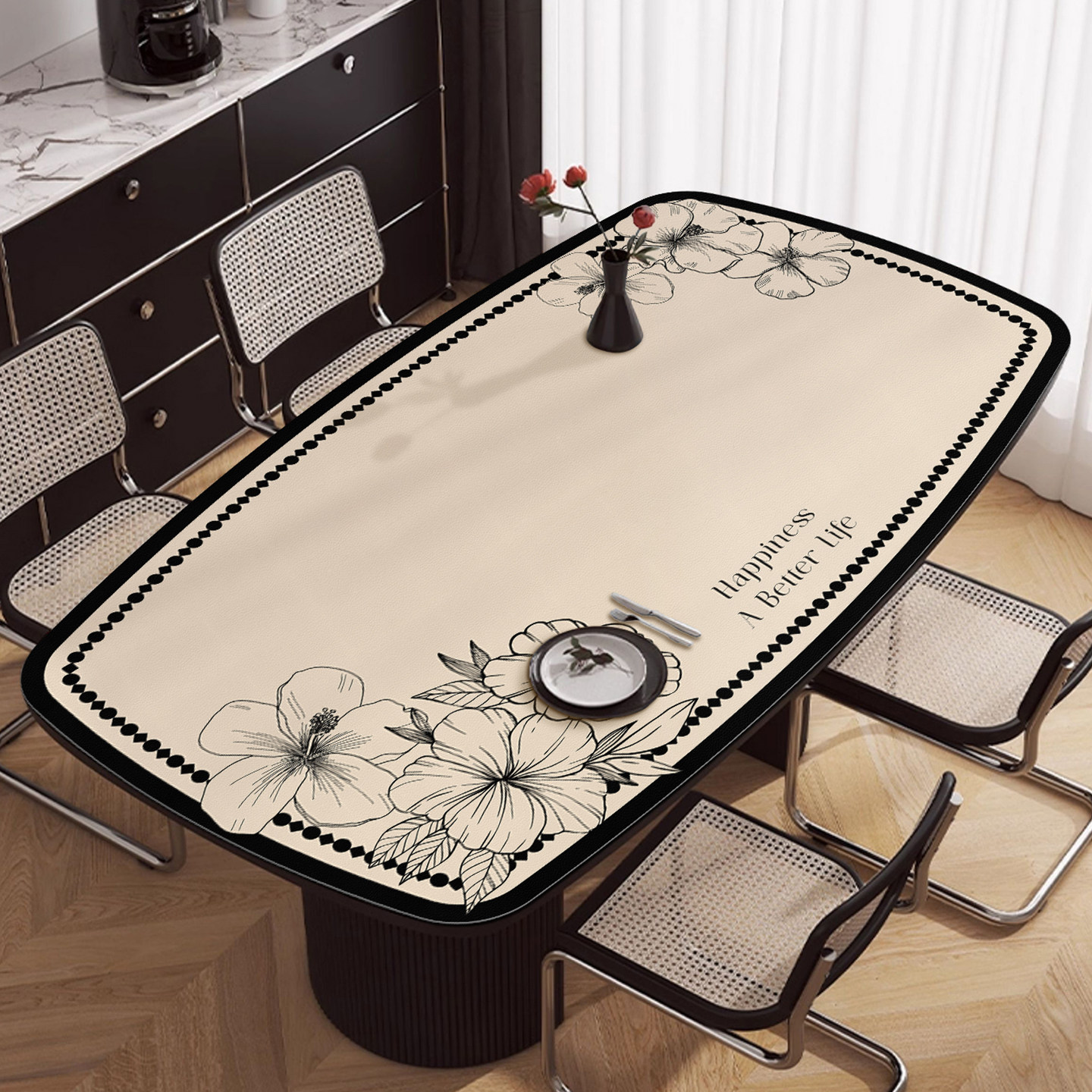 新款马肚形岩板餐桌垫防水防油防烫椭圆形桌垫四边弧形茶几PU桌布,居家布艺,桌布,淘宝优惠券,粉丝福利购,淘宝优惠卷