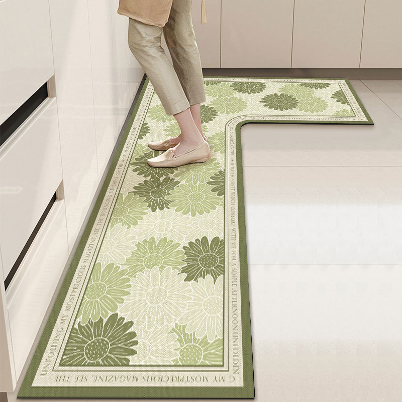 L型厨房地垫L形防滑防油可擦免洗专用脚垫子硅藻泥吸水转角地毯