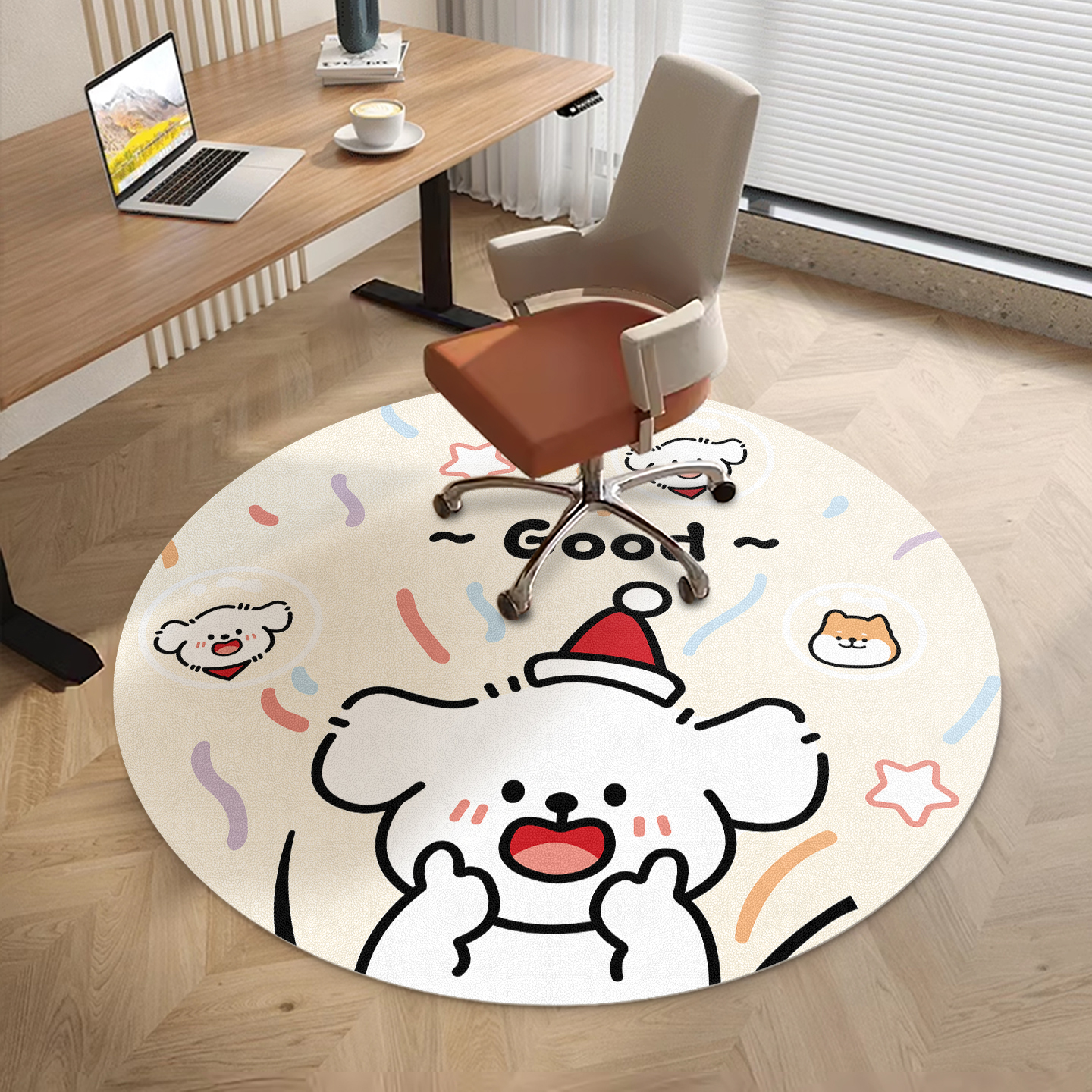 书房书桌转椅地垫电竞房电脑椅子圆形垫子儿童学习椅防滑凳子地毯