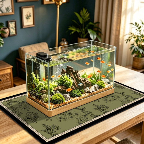 鱼缸专用防滑垫硅藻泥海绵吸水鱼缸底部加厚防撞减震缓冲保护桌布