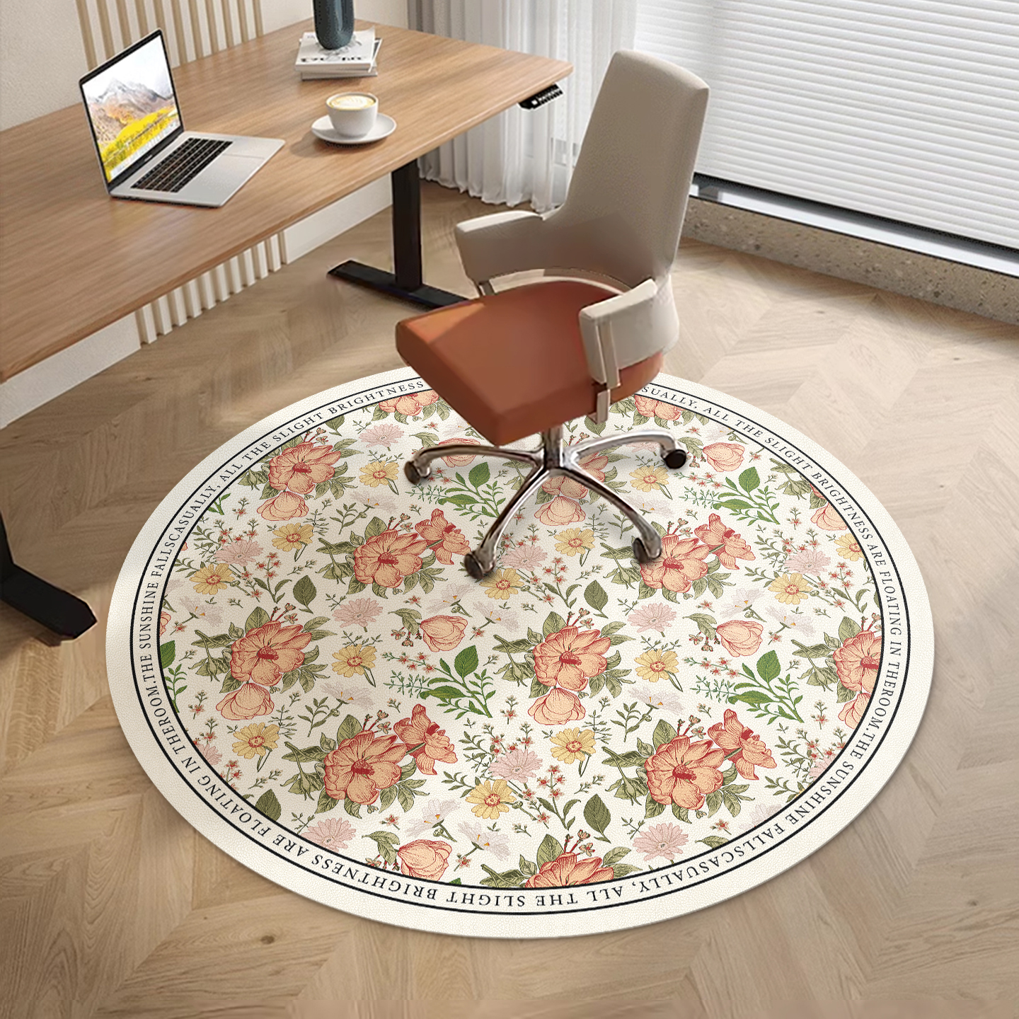 书房书桌下面圆形转椅地垫梳妆台凳子pvc垫子化妆台滚轮椅子地毯