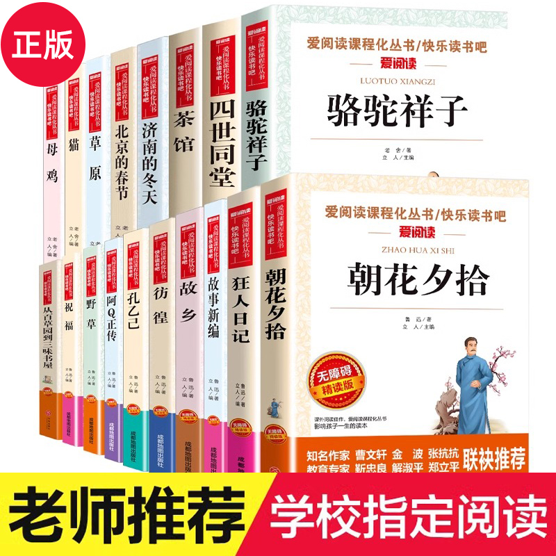 正版爱阅读课程化丛书 老舍鲁迅全集18册 骆驼祥子/茶馆/四世同堂/济南的冬天/草原/快乐读书吧四五六年级中小学生必阅读课外书籍