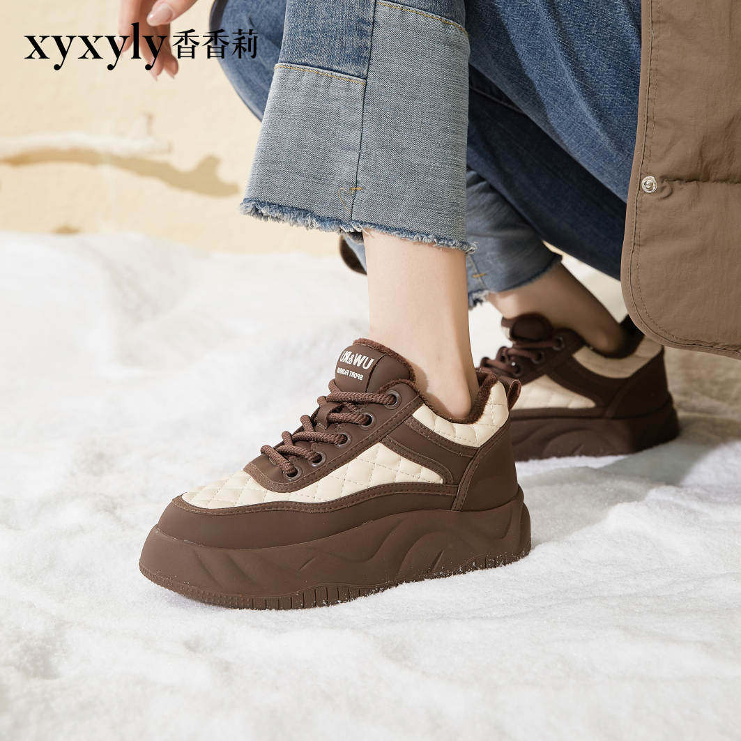 香香莉面包鞋2024冬季新款加绒保暖厚底板鞋休闲运动鞋女鞋28810