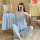 带胸垫云朵棉波点套头开衫 069 女士睡衣家居服 短裤 长裤 夏季 短袖