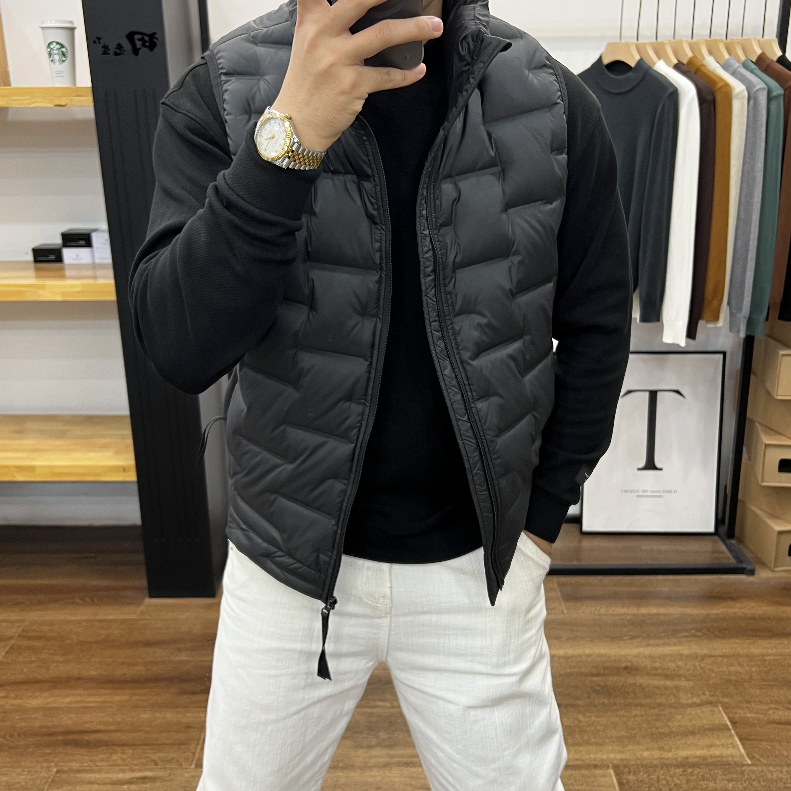 男士秋冬季户外保暖加绒羽绒马甲